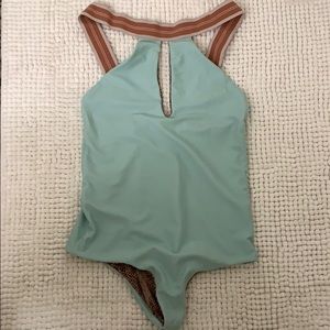 Acacia One Piece Key Hole Halter Blue. RARE. S.